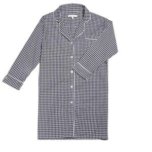 Marigot Black Gingham Check Buttoned Front 100% Cotton Maya Nightshirt Pajamas S